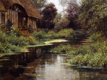Lake Pond Waterfall Painting - Summer afternoon normandy landscape Louis Aston Knight
